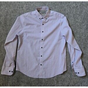 Twillory Untuckable Shirt Mens M-L Plaid Button Down Long Sleeve Coolmax Stretch